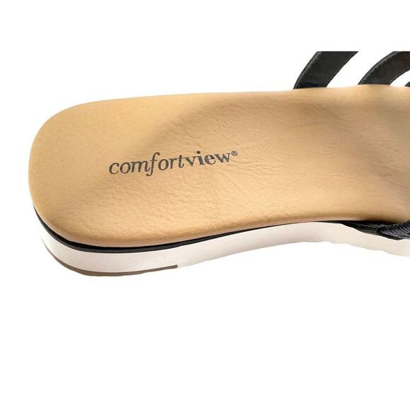 Comfortview Black Gracia Cut-Out Sandals Sz 8.5W Open Toe Slip-On NEW - Picture 6 of 7